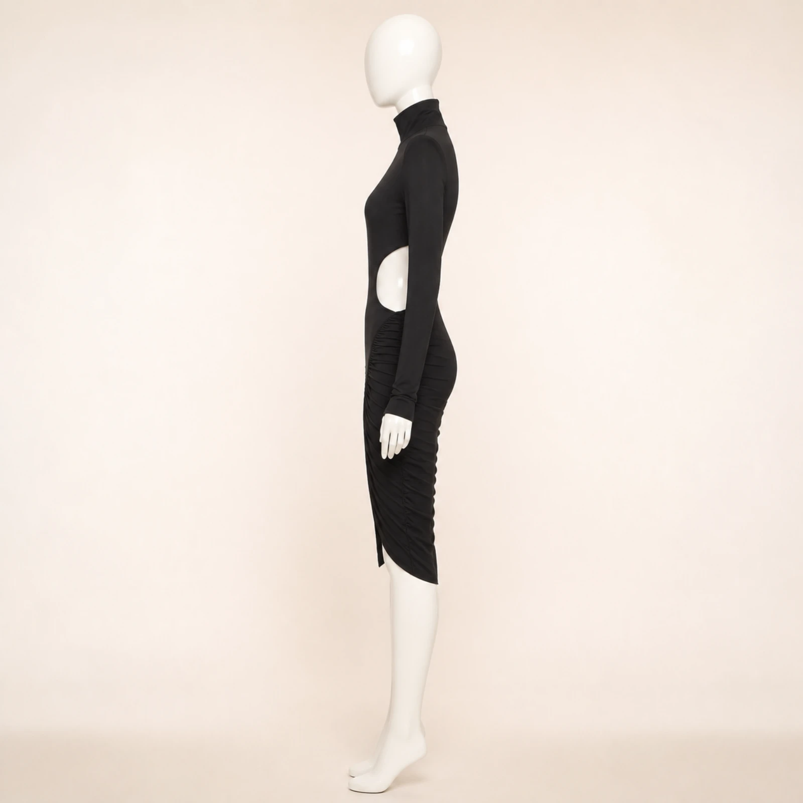Kallista Black Cutout Midi Dress, view 3