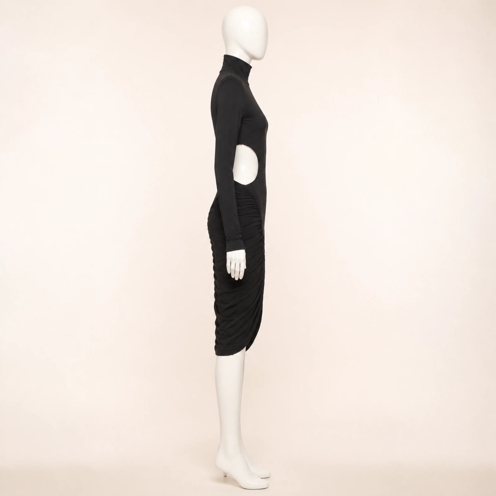 Kallista Black Cutout Midi Dress, view 4