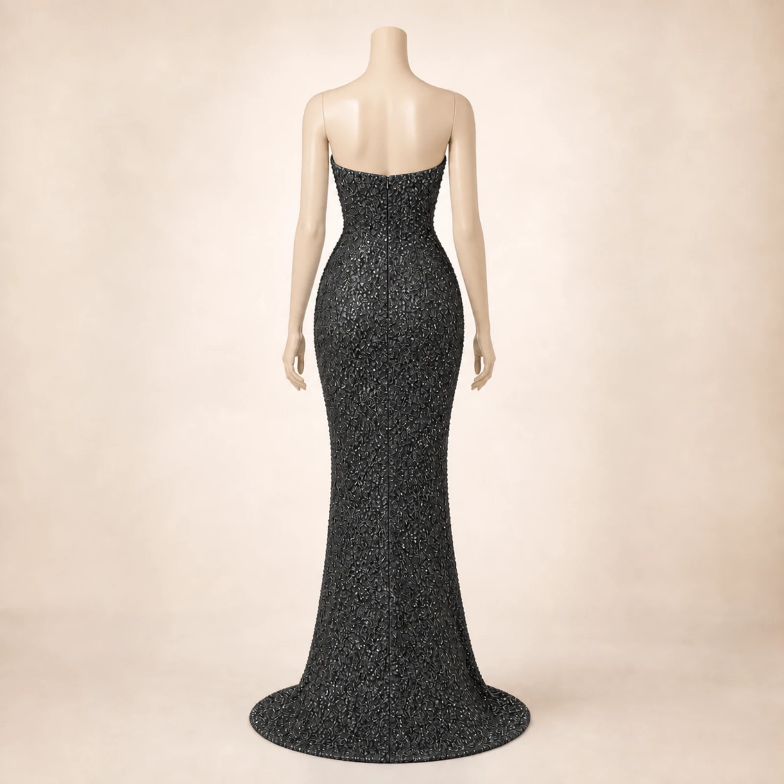 Katarina Gray Crystal Mermaid Gown, view 2