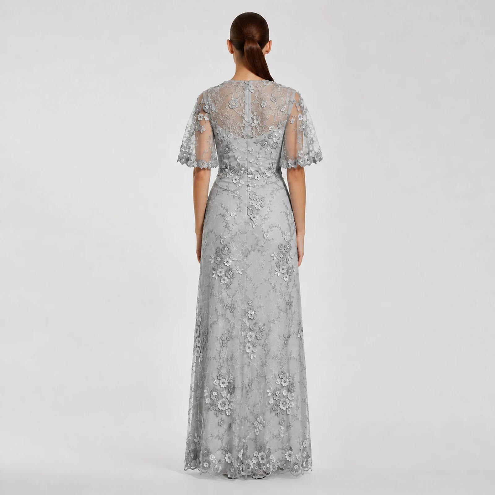 Katarina Silver Lace Gown, view 2