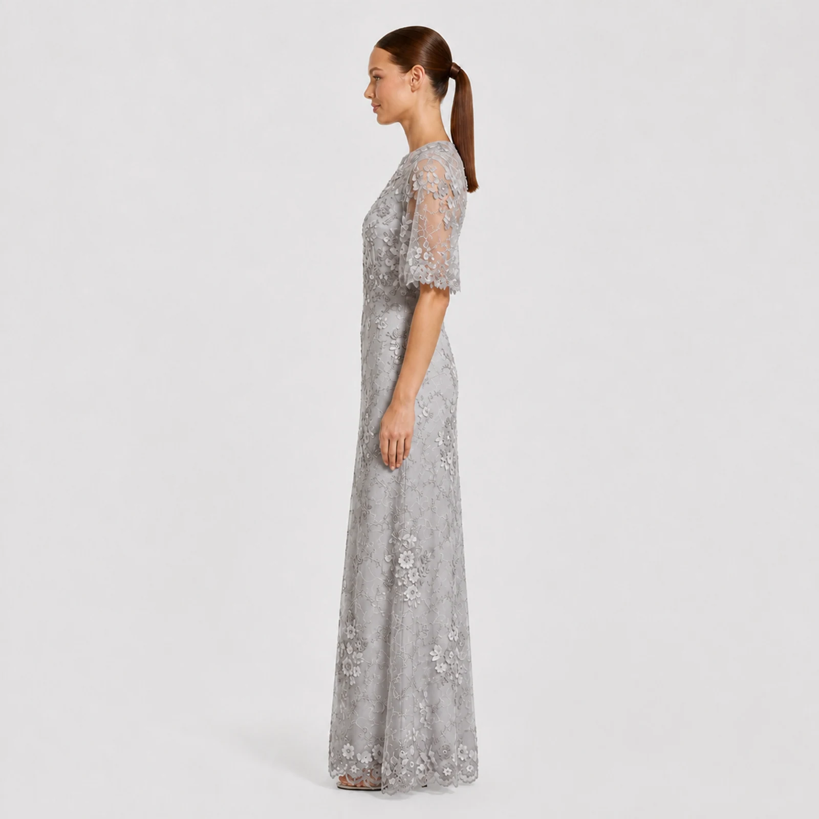 Katarina Silver Lace Gown, view 3