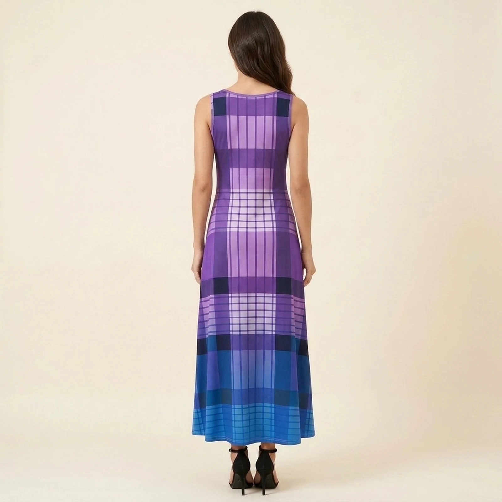 Lavanda Plaid Maxi Dress, view 2