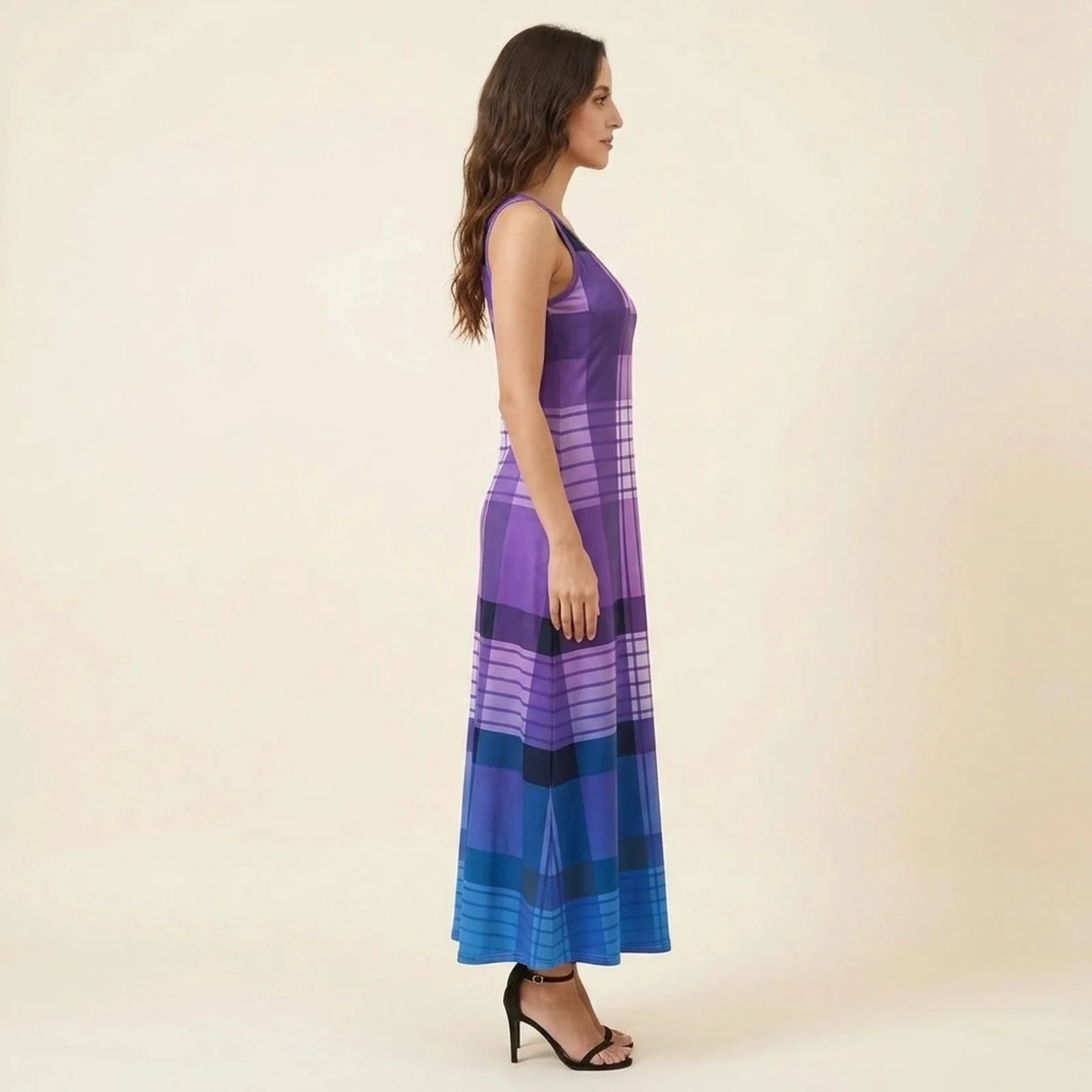 Lavanda Plaid Maxi Dress, view 4