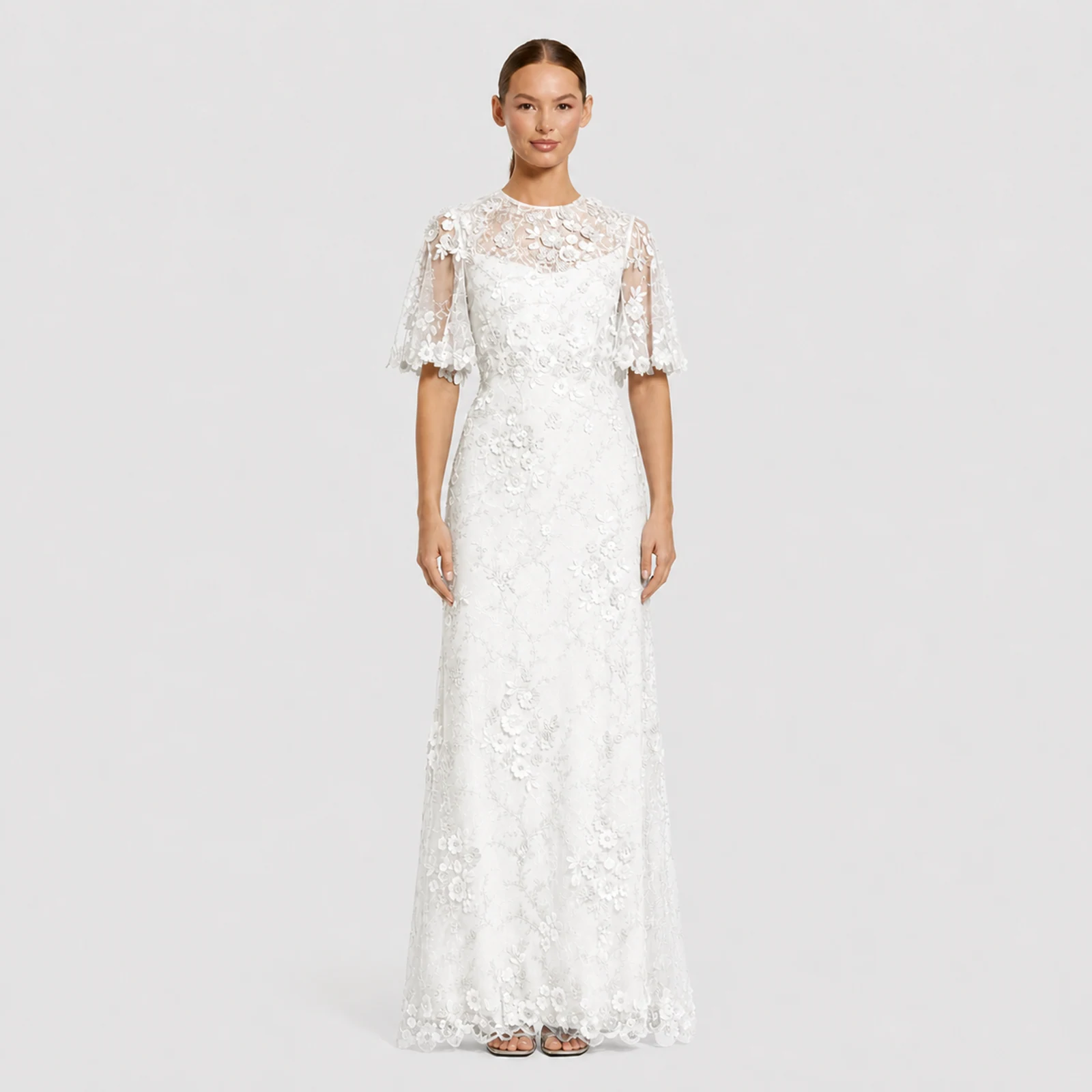 Leonora White Lace Gown, view 1