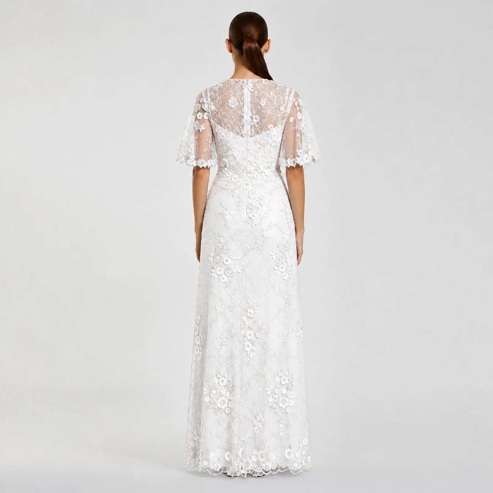 Leonora White Lace Gown, view 2
