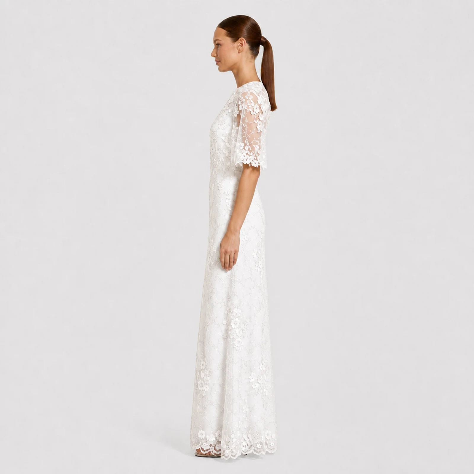 Leonora White Lace Gown, view 3