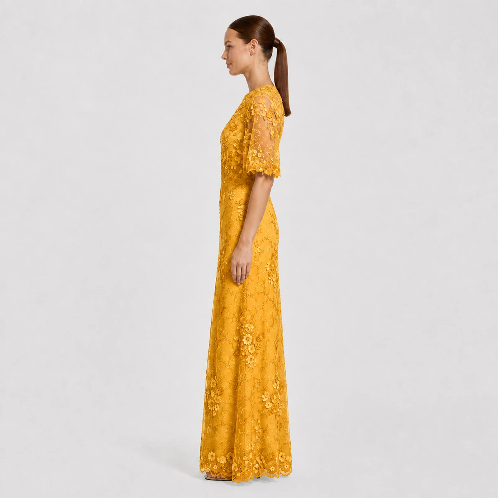 Magnolia Yellow Lace Gown, view 3