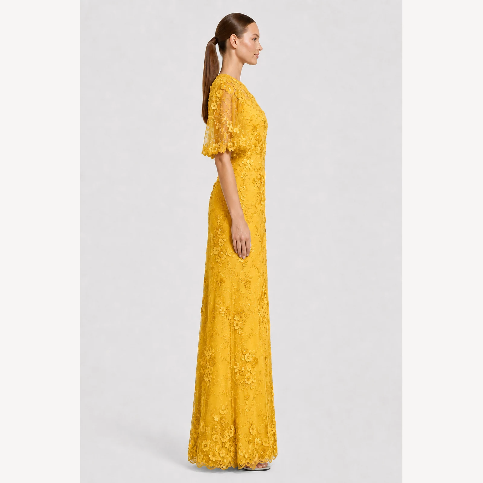 Magnolia Yellow Lace Gown, view 4