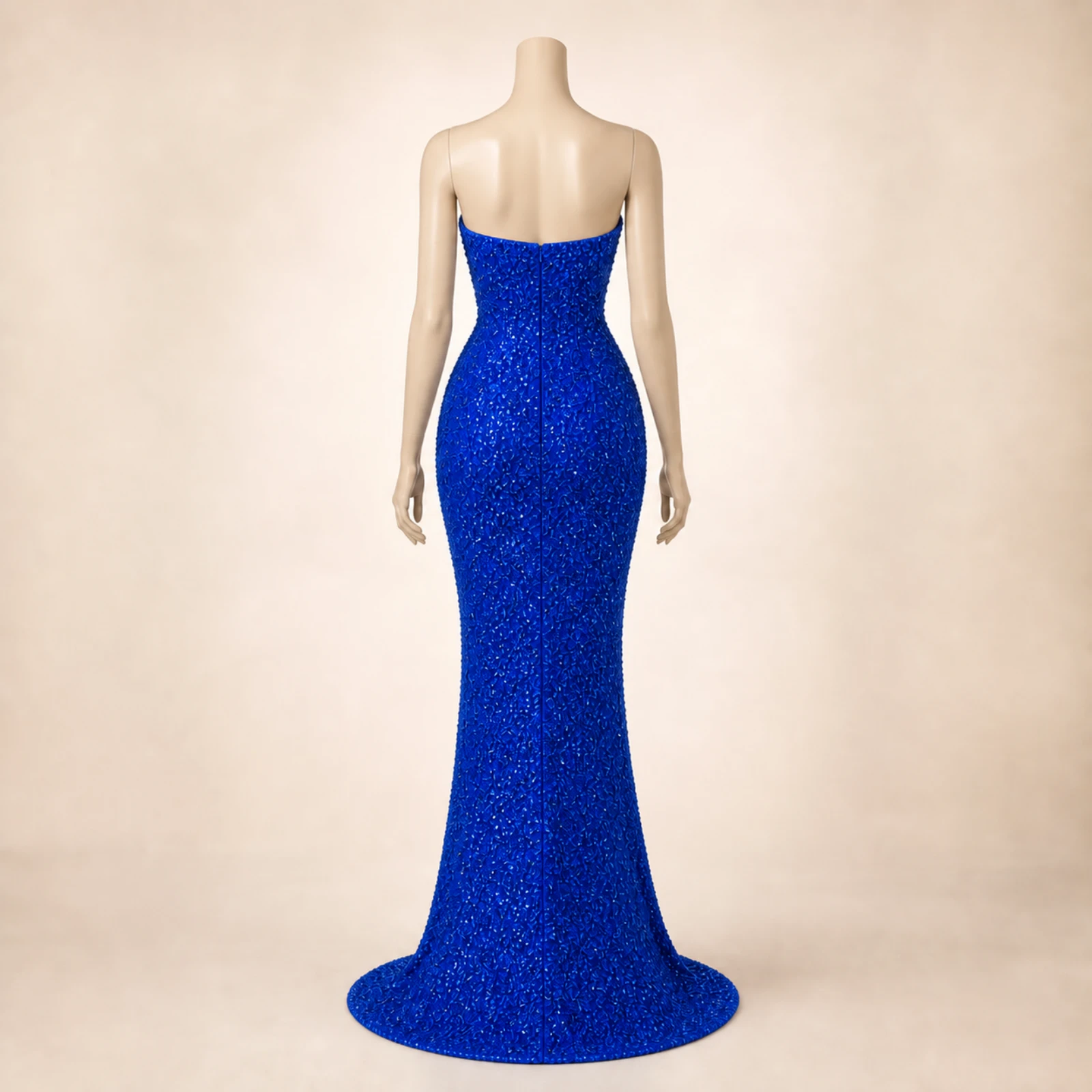 Marielle Blue Crystal Mermaid Gown, view 2