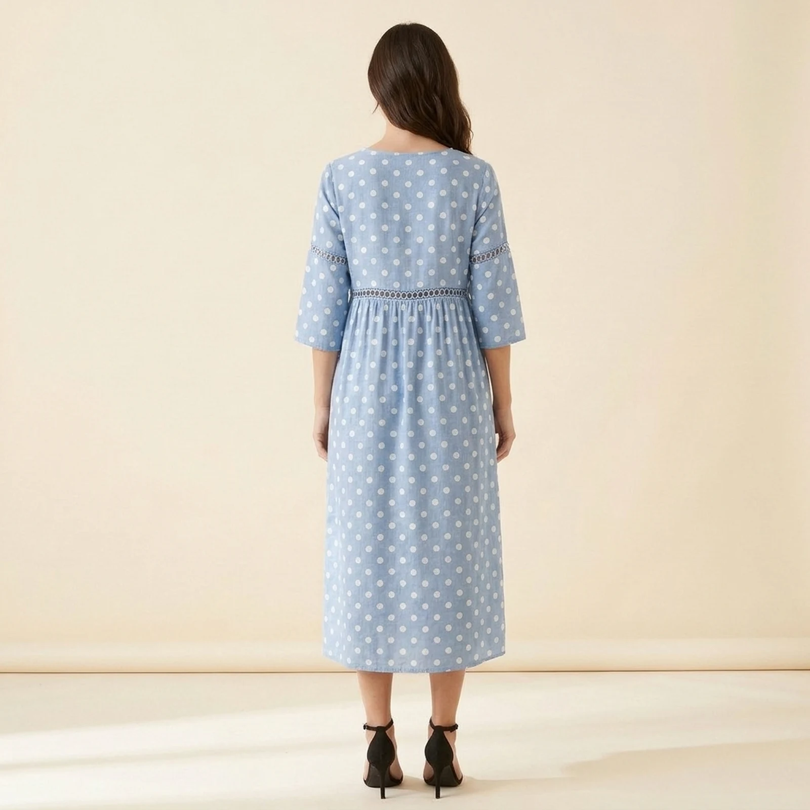 Marina V-Neck Print Midi Dress, view 2