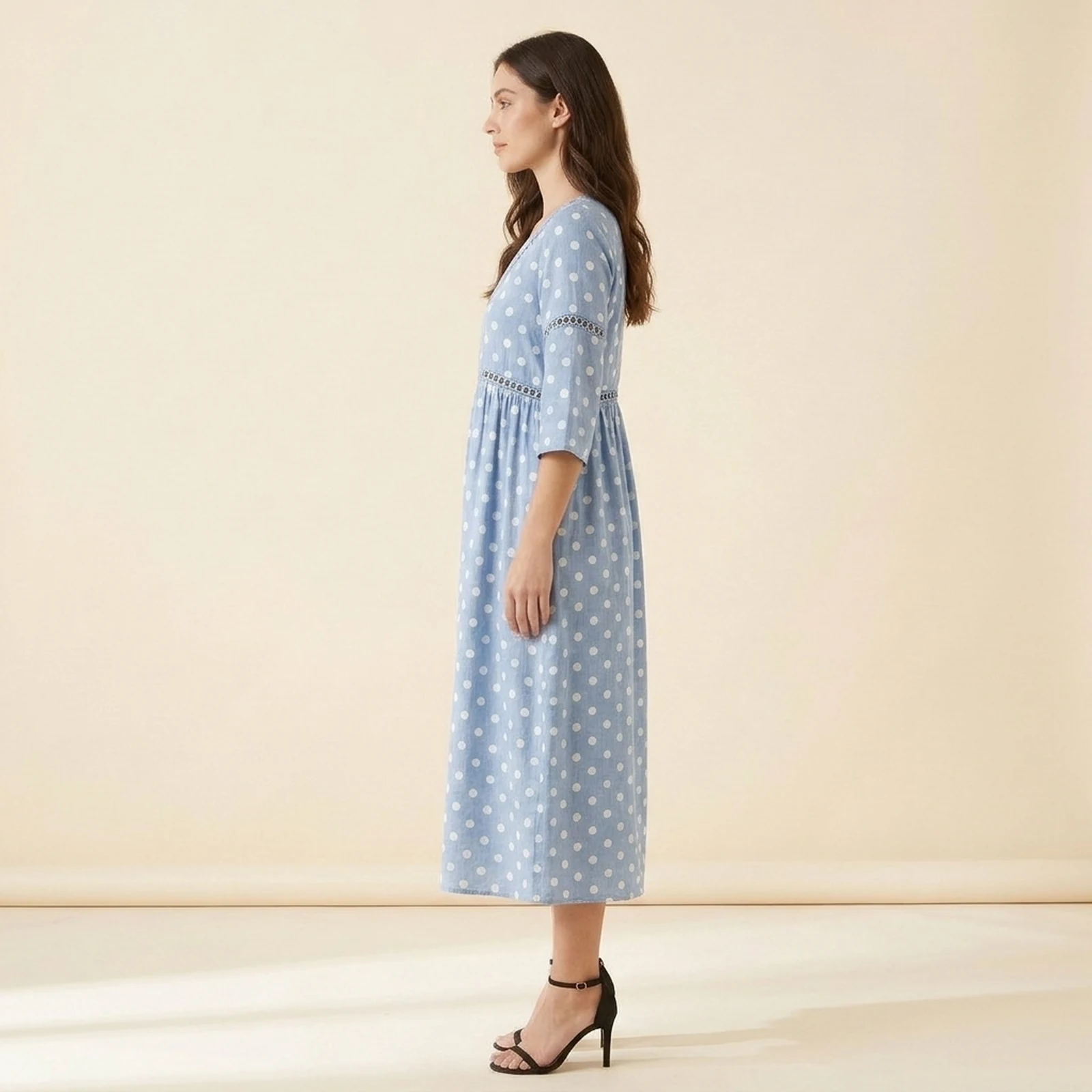 Marina V-Neck Print Midi Dress, view 4