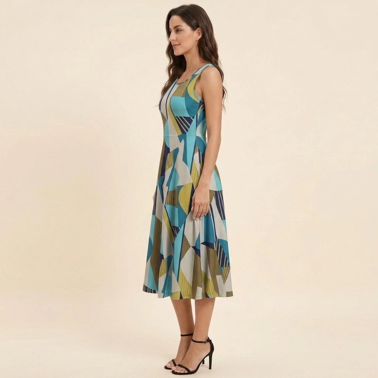 Mosaico Swing Midi Dress, view 3