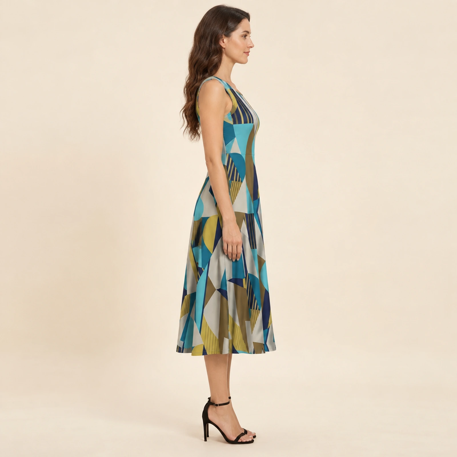Mosaico Swing Midi Dress, view 4