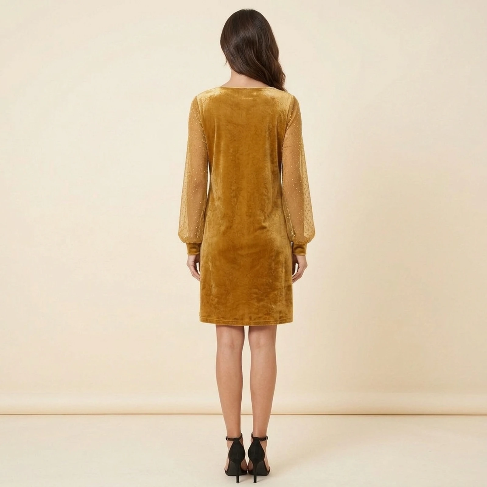 Mostarda Velvet Cowl Dress, view 2