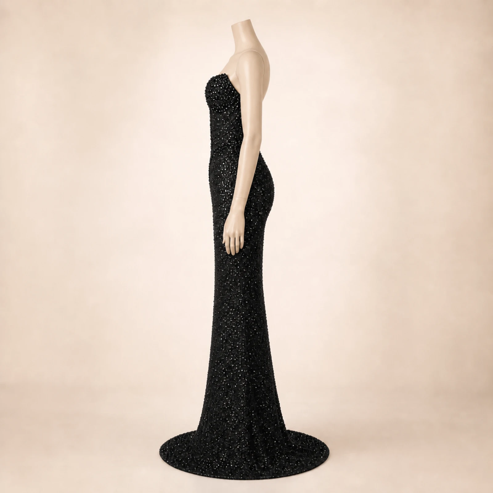 Noelle Black Crystal Mermaid Gown, view 4