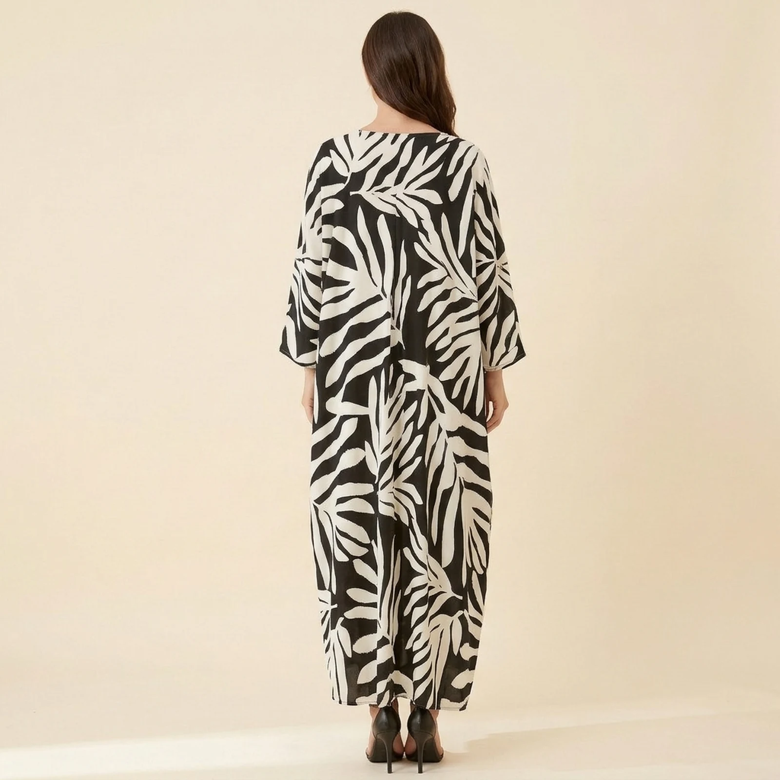 Noir Leaf Maxi Kaftan, view 2