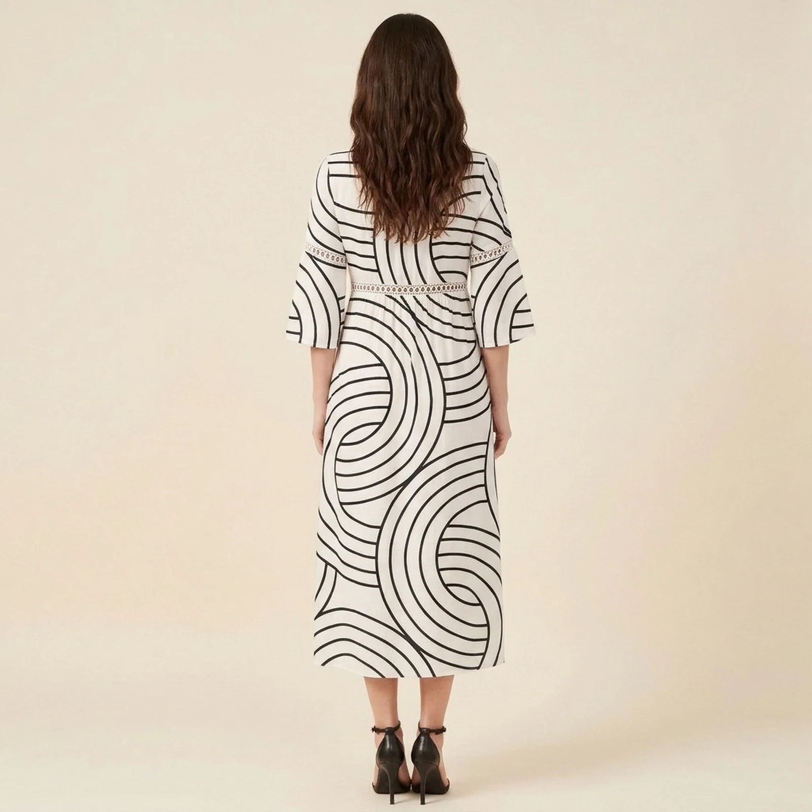 Onda V-Neck Print Midi Dress, view 2