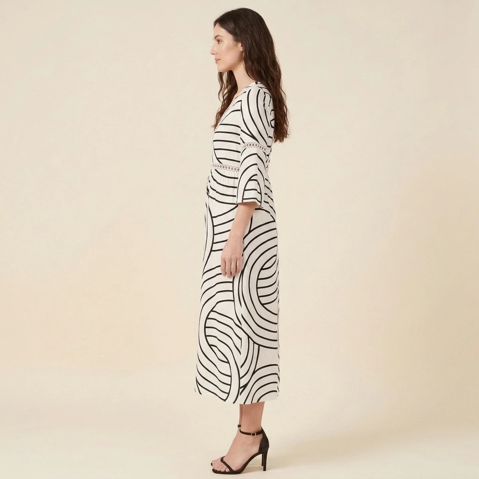 Onda V-Neck Print Midi Dress, view 3