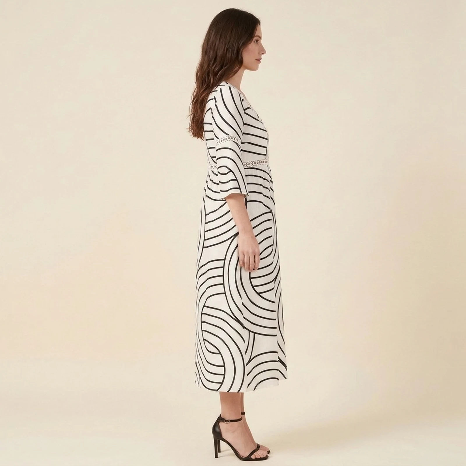 Onda V-Neck Print Midi Dress, view 4