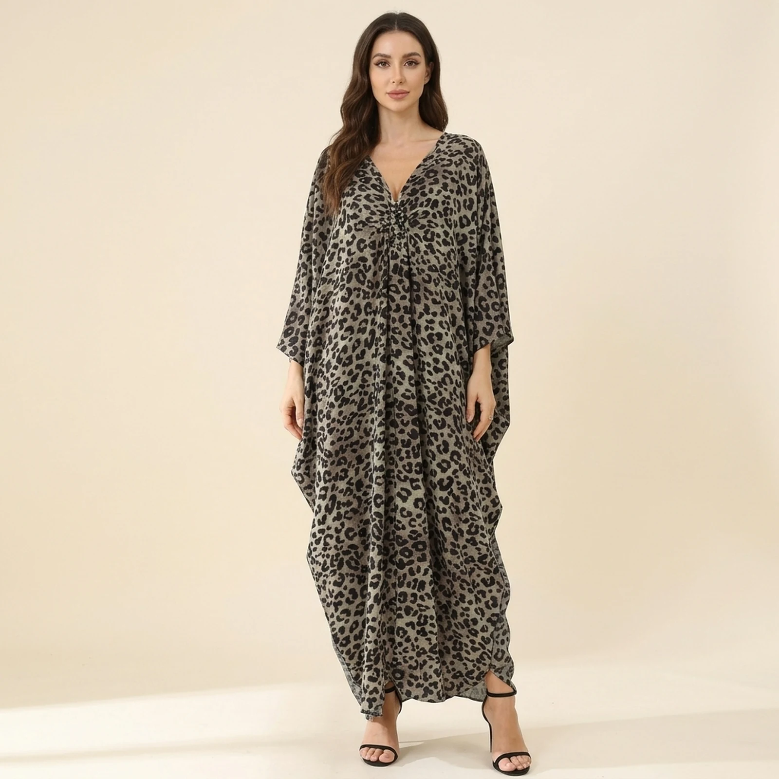 Onyx Leopard Maxi Kaftan, view 1