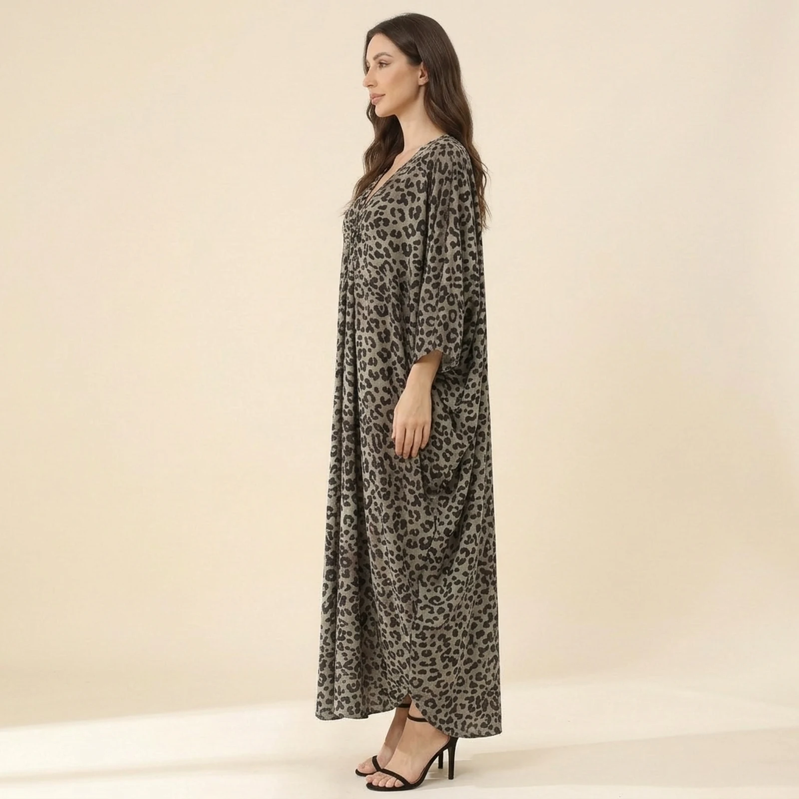 Onyx Leopard Maxi Kaftan, view 3