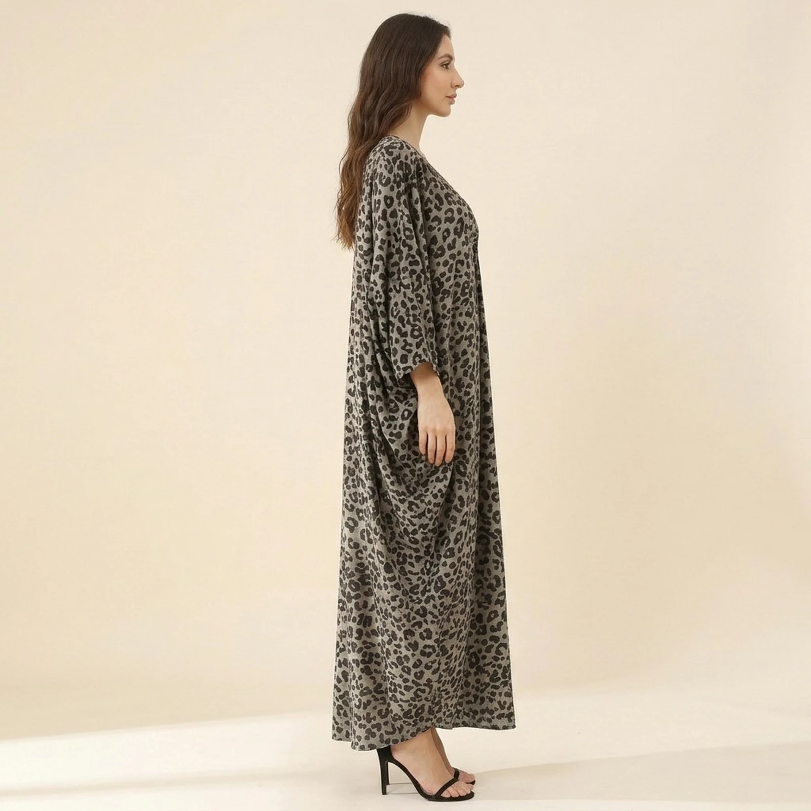Onyx Leopard Maxi Kaftan, view 4
