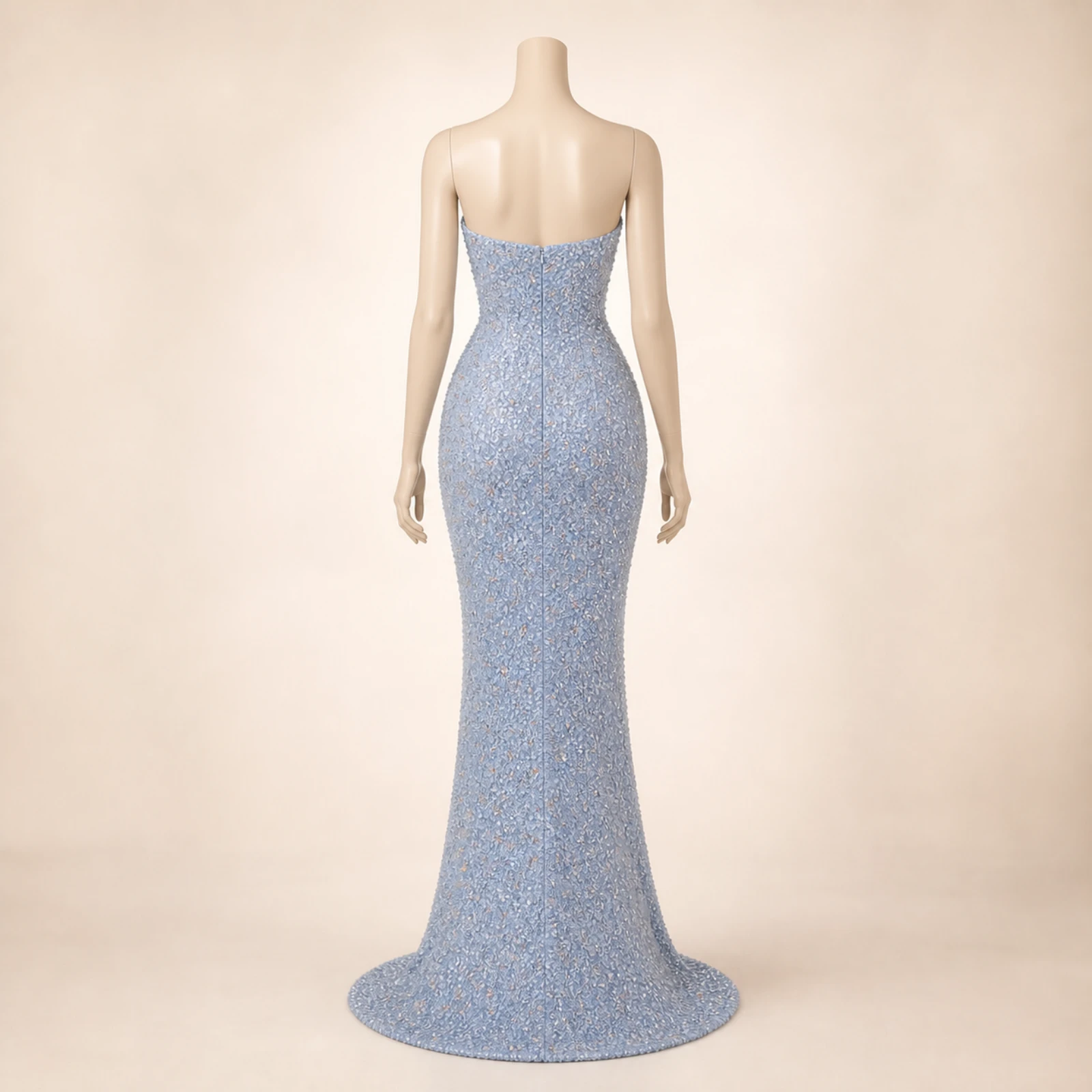 Opaline Ice Blue Crystal Mermaid Gown, view 2