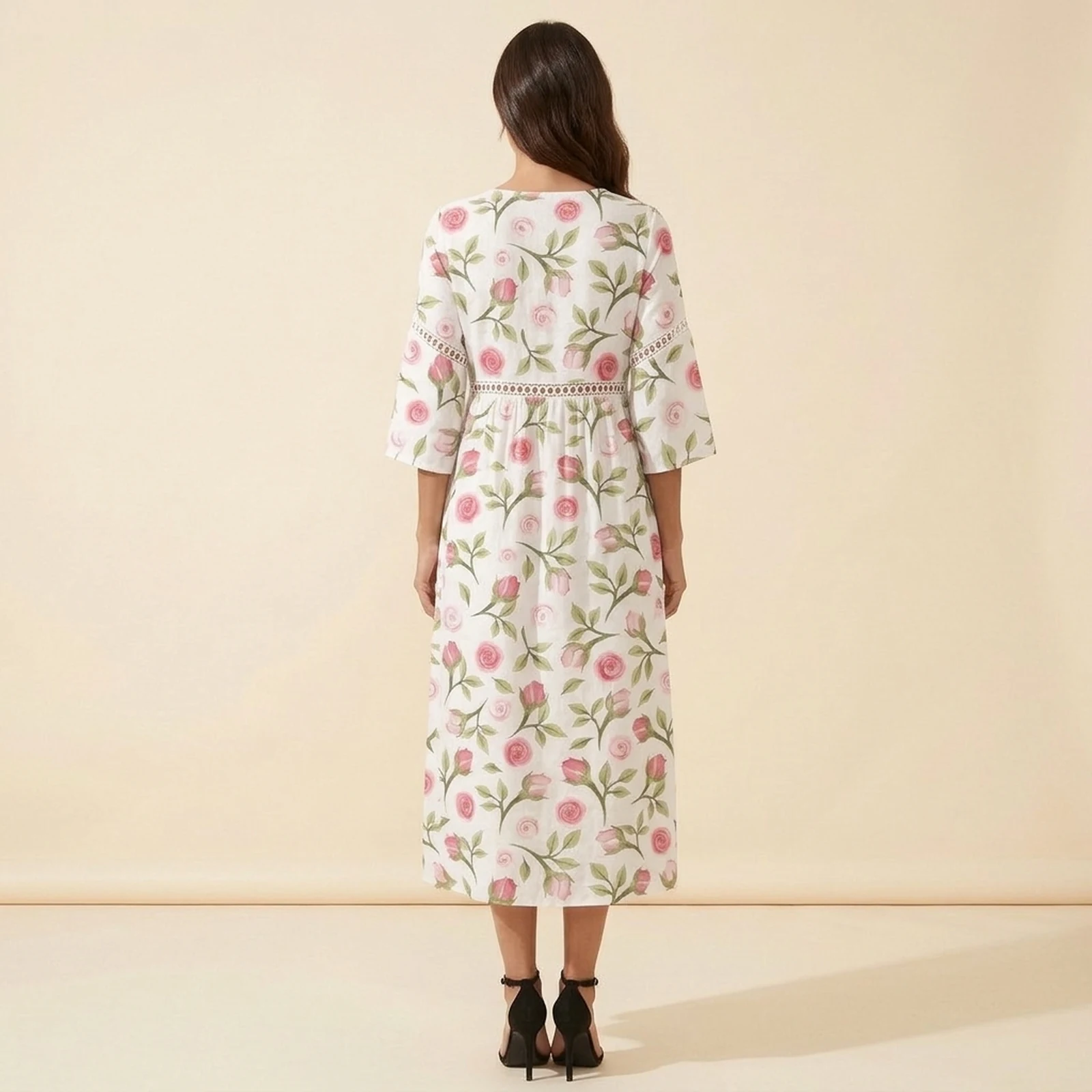 Petunia V-Neck Print Midi Dress, view 2