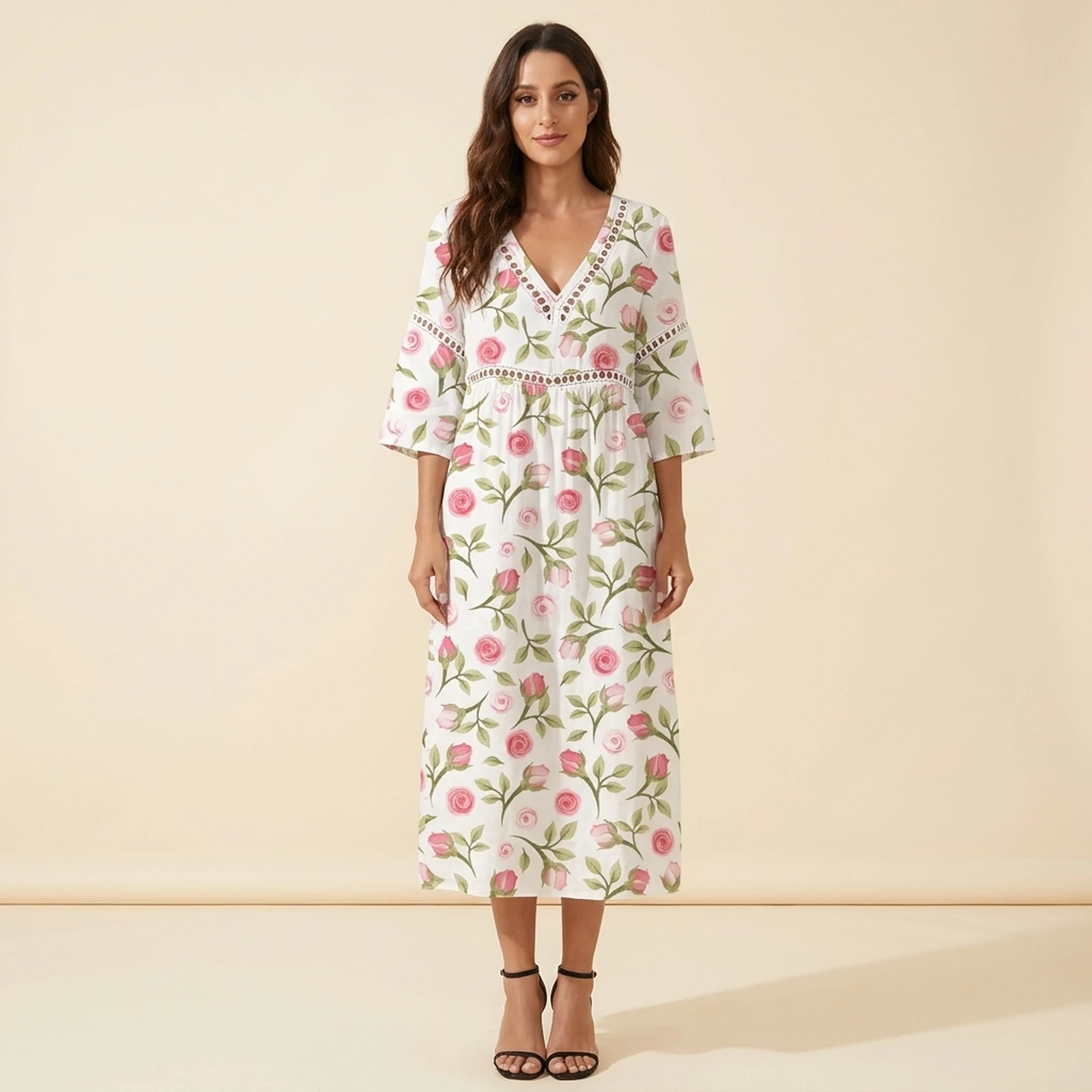 Petunia V-Neck Print Midi Dress, view 1