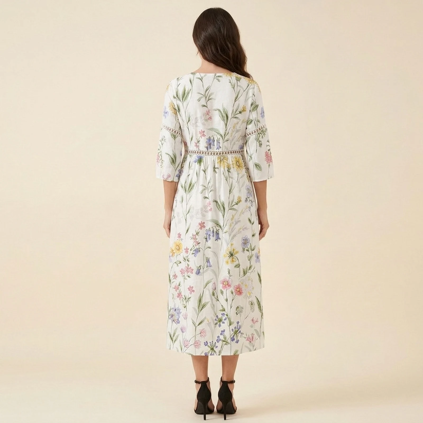 Prado V-Neck Print Midi Dress, view 2