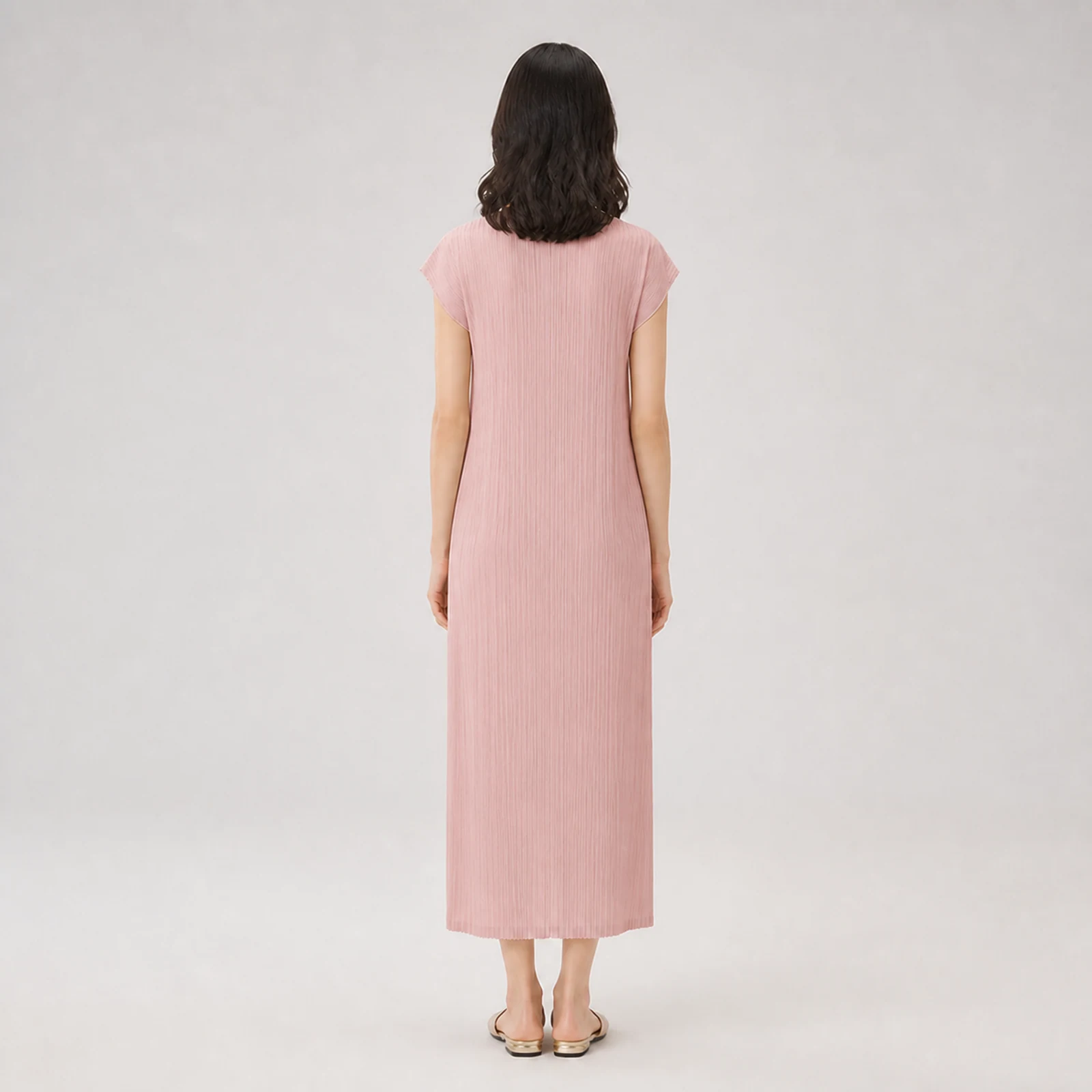Selene Pink Pleated Midi Dress, view 2