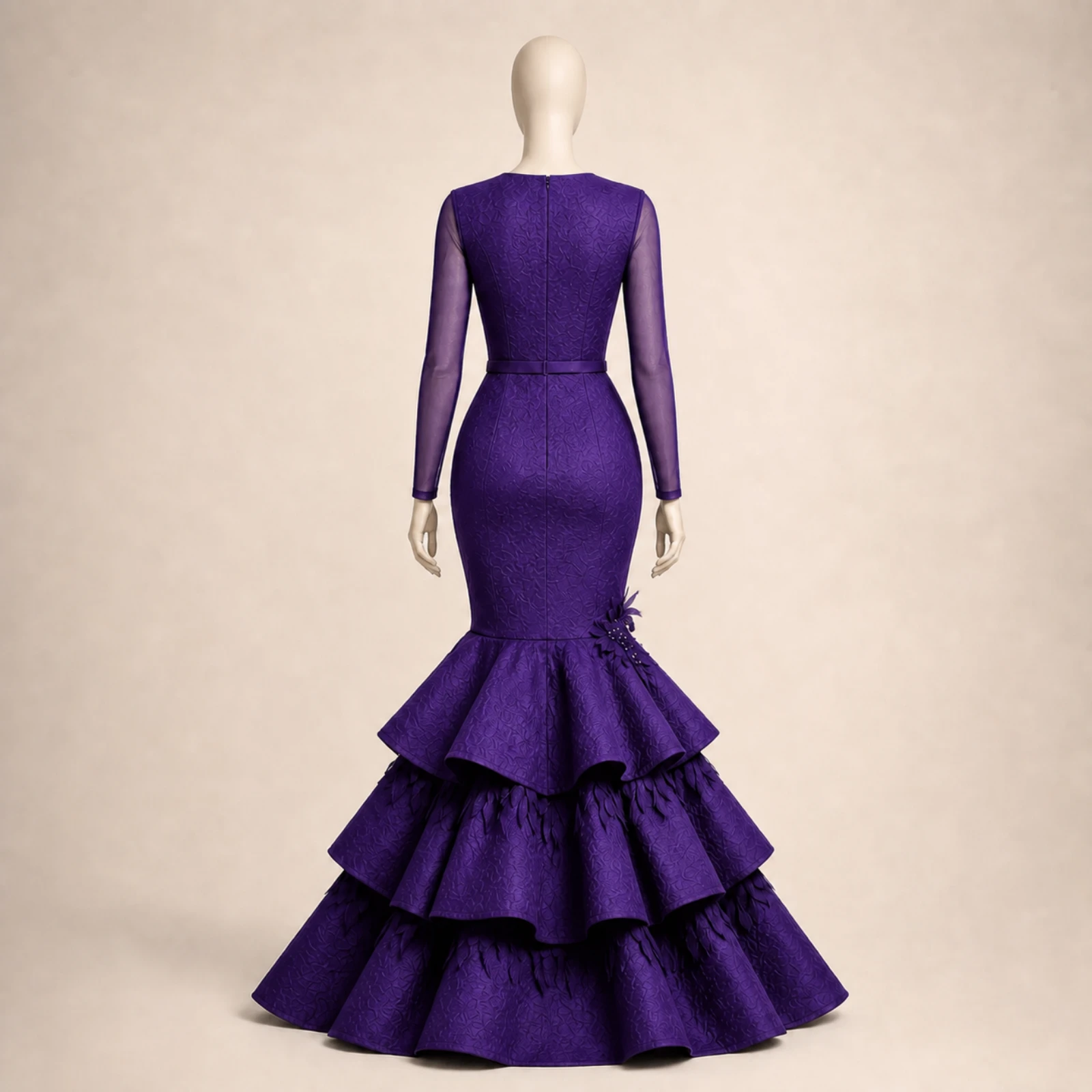 Tallulah Purple Tiered Mermaid Gown, view 2