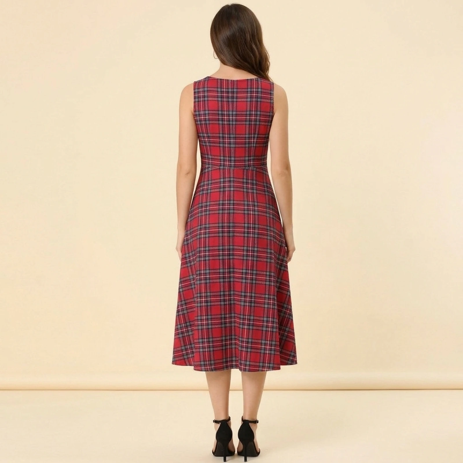 Tartan Swing Midi Dress, view 2