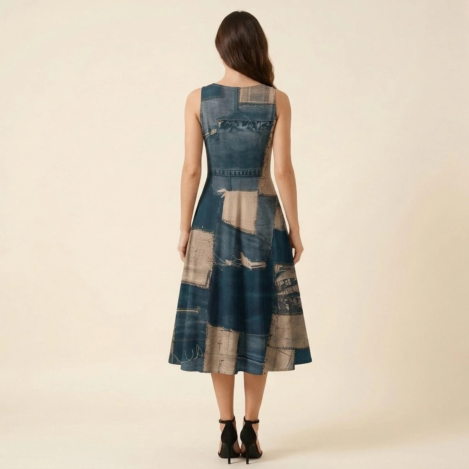 Tela Patch Swing Midi Dress, view 2