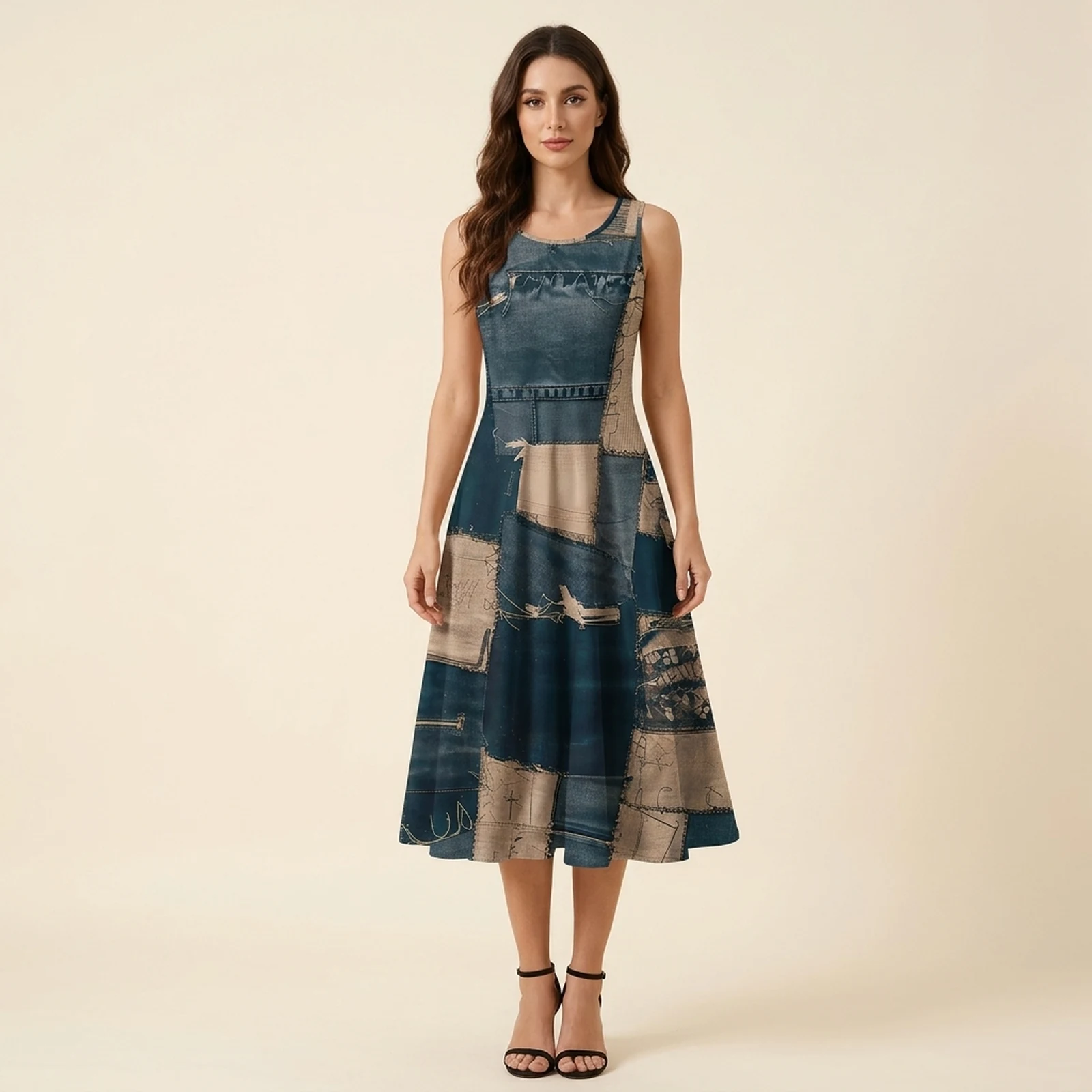Tela Patch Swing Midi Dress, view 1
