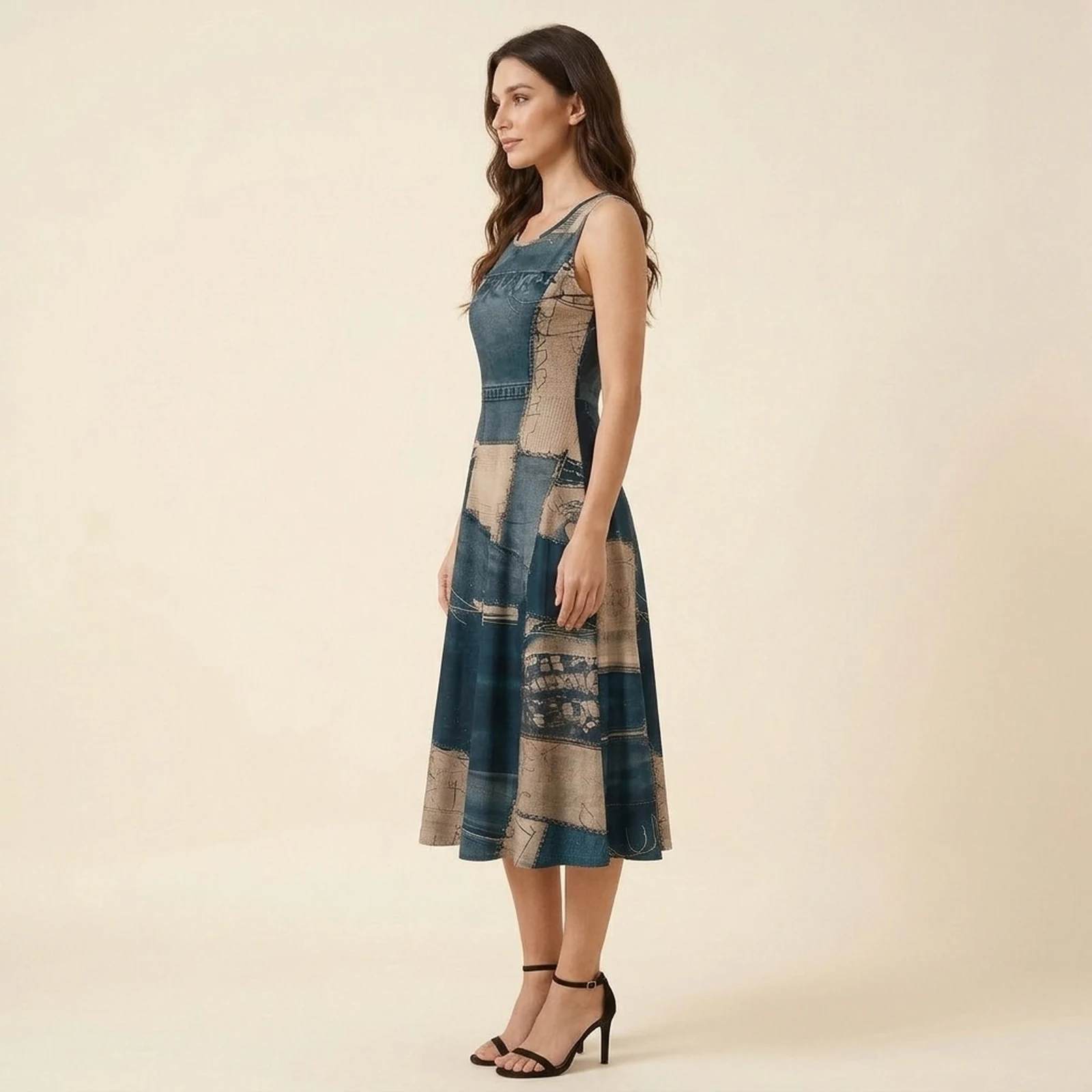Tela Patch Swing Midi Dress, view 3