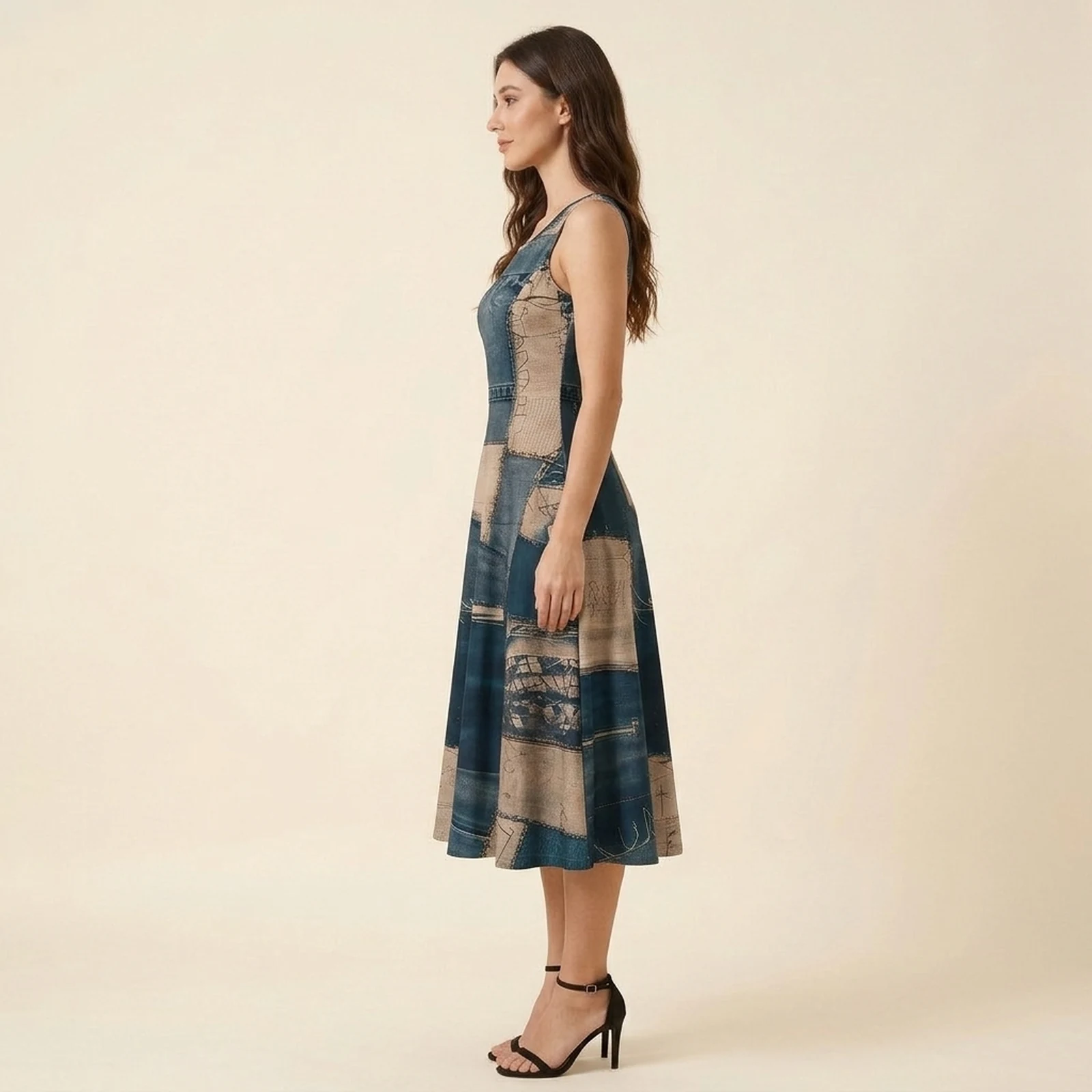 Tela Patch Swing Midi Dress, view 4