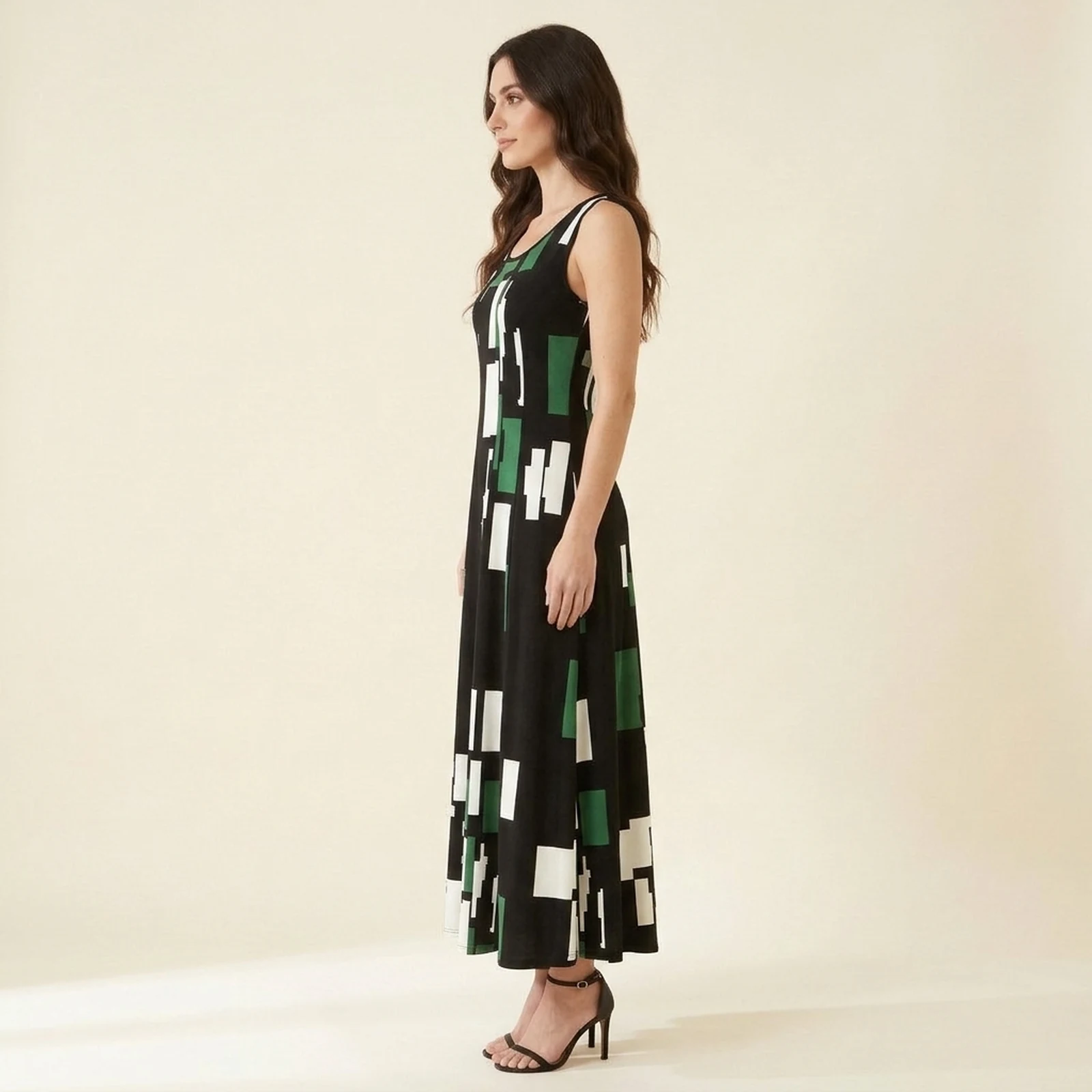 Verde Block Maxi Dress, view 3