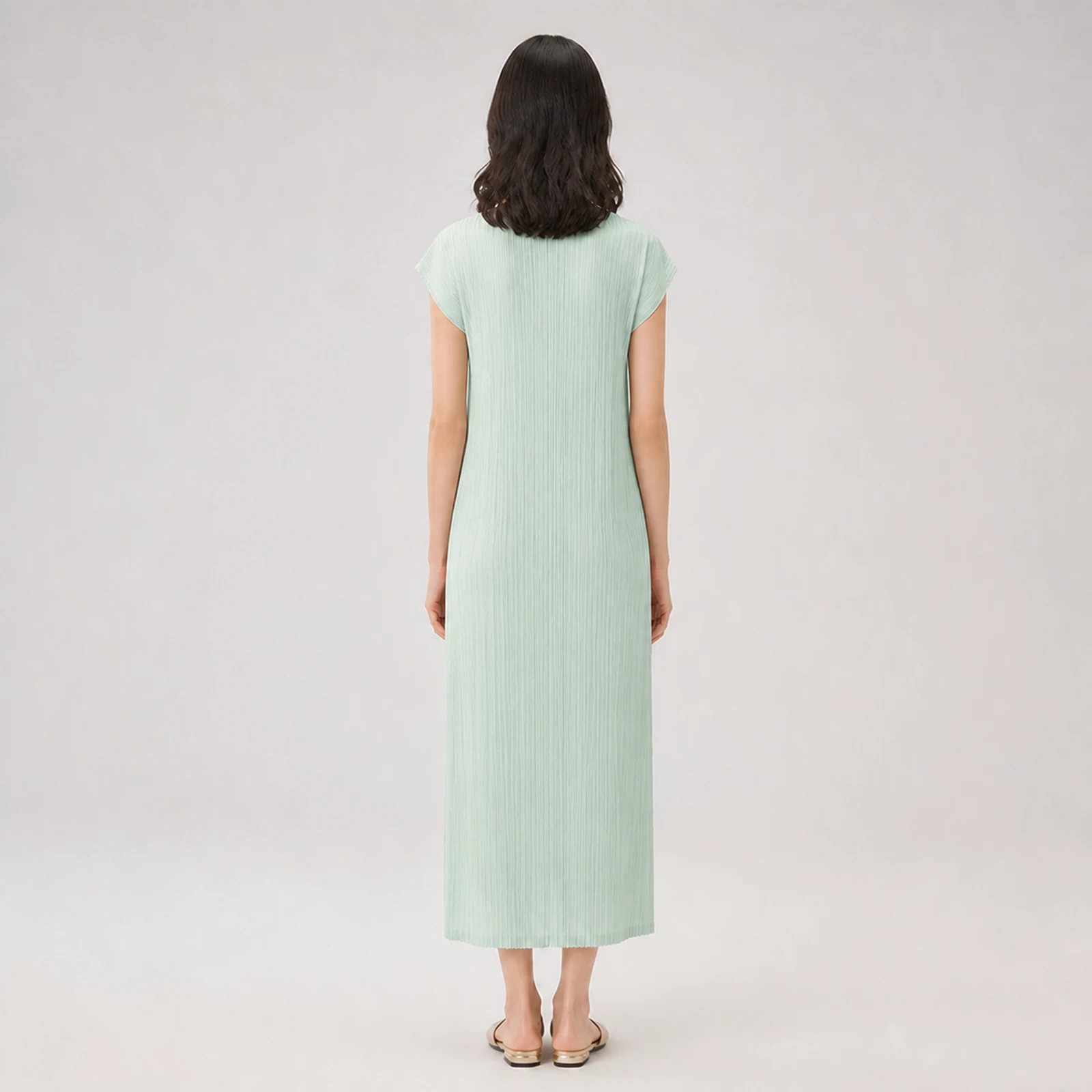 Yara Mint Pleated Midi Dress, view 2